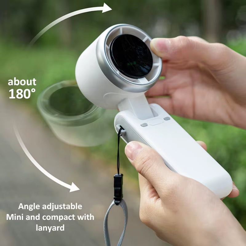 2024 Portable High-Speed Turbo Handheld and Neck-Hanging Fan with LED Adjustment for Outdoor and Desktop Use