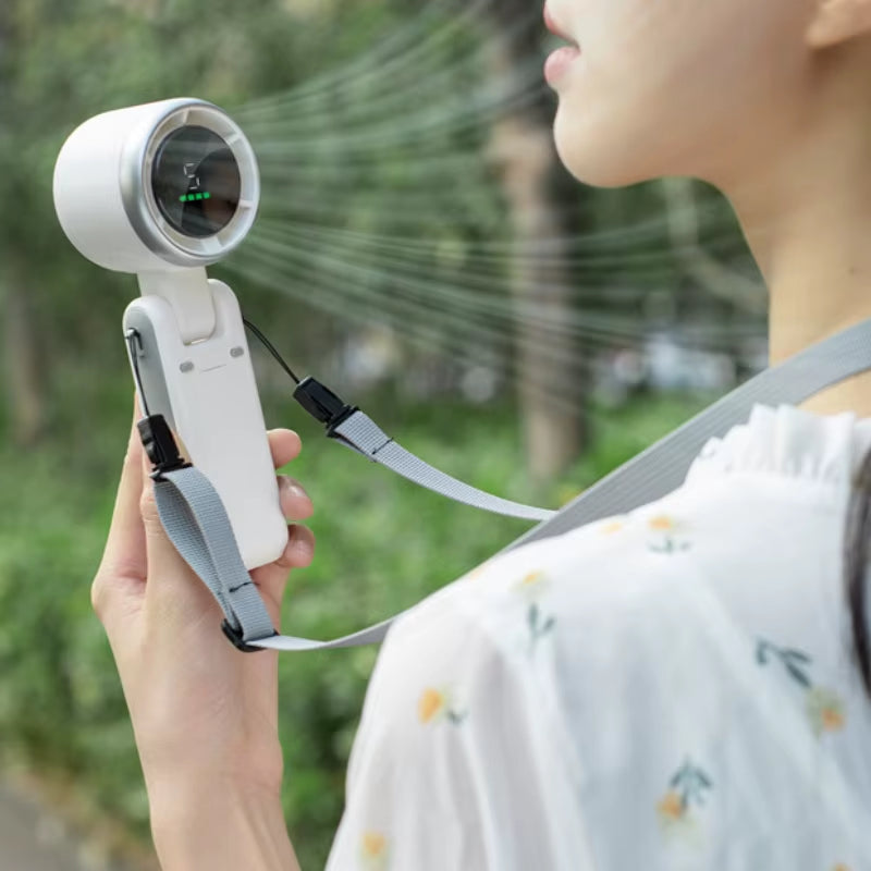 2024 Portable High-Speed Turbo Handheld and Neck-Hanging Fan with LED Adjustment for Outdoor and Desktop Use