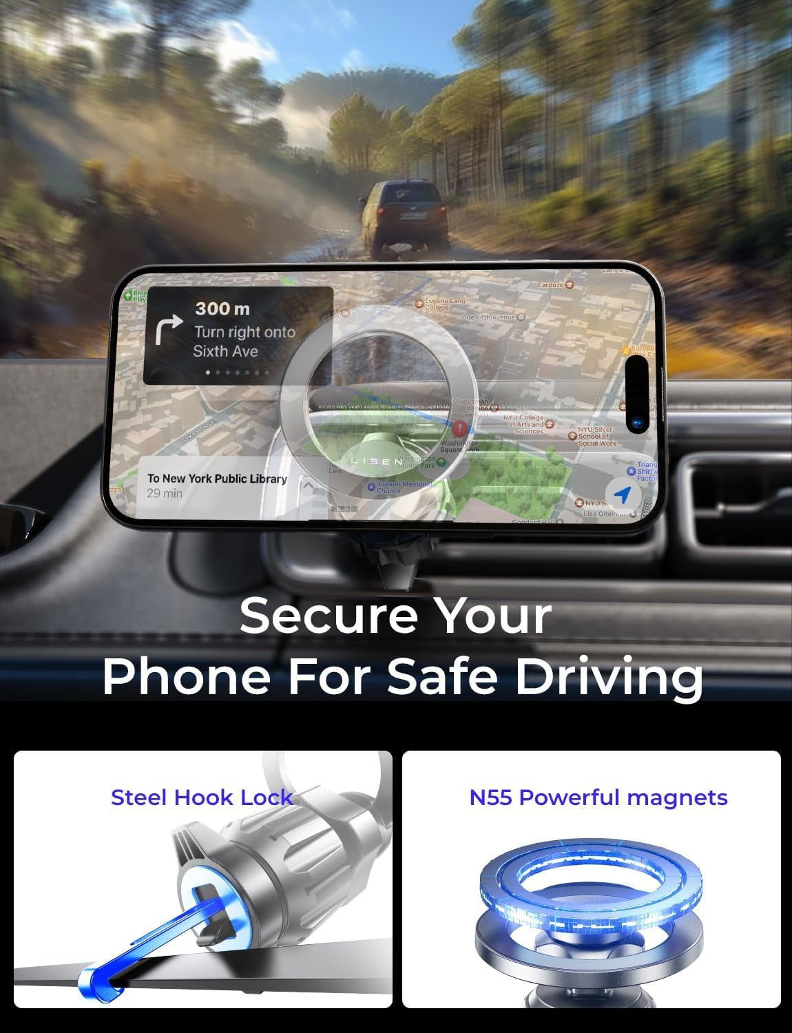 for Magsafe Car Mount [95% Increase Magnetism] Magnetic Phone Holders for Your Car,Car Accessories for Men Women Truck 360 Dashboard Vent Phone Mount for Garmin GPS Fit Iphone 16 15 14 13 12